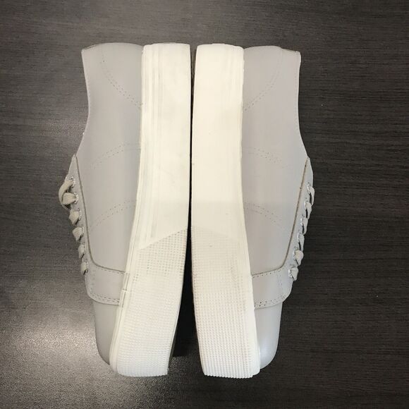 Superga Gray Leather Casual Lace Up White Soles Platform Sneaker Shoes Women 10 - Picture 5 of 12